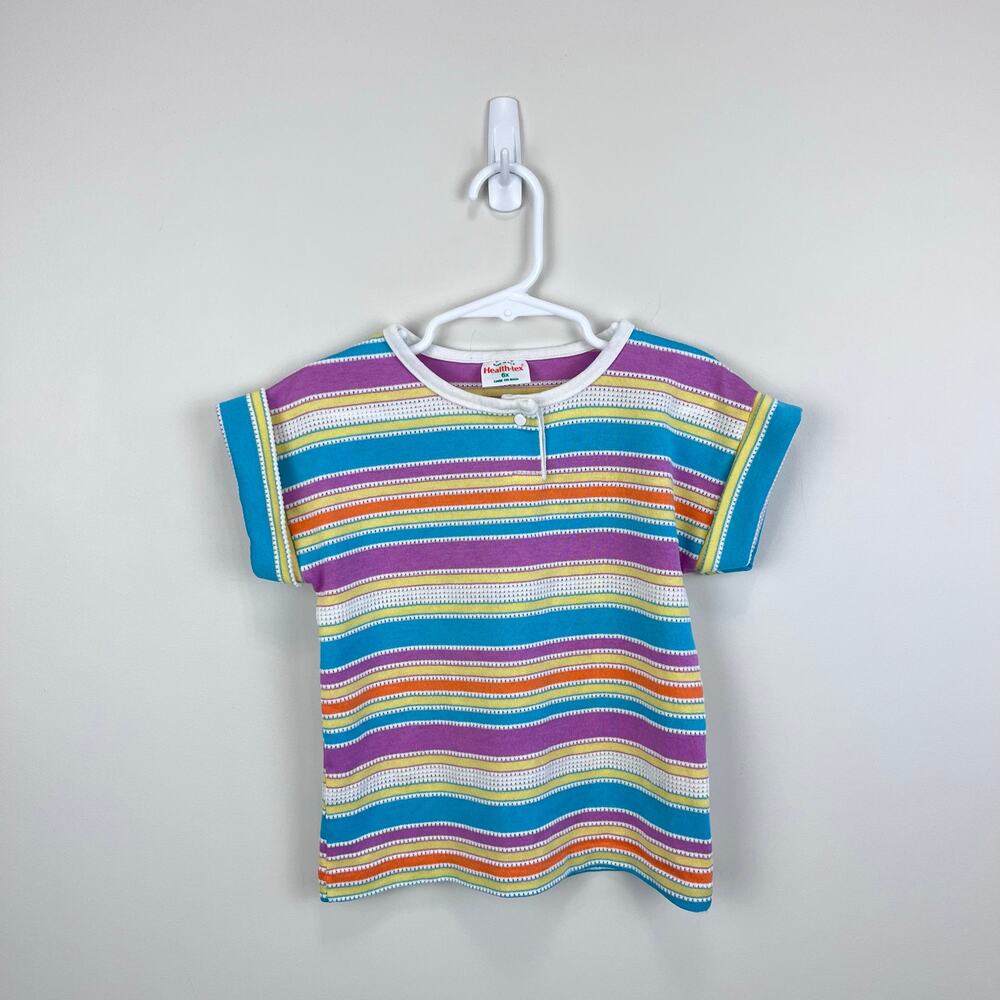Vintage Healthtex Colorful Striped Short Sleeve T-Shirt 6 USA